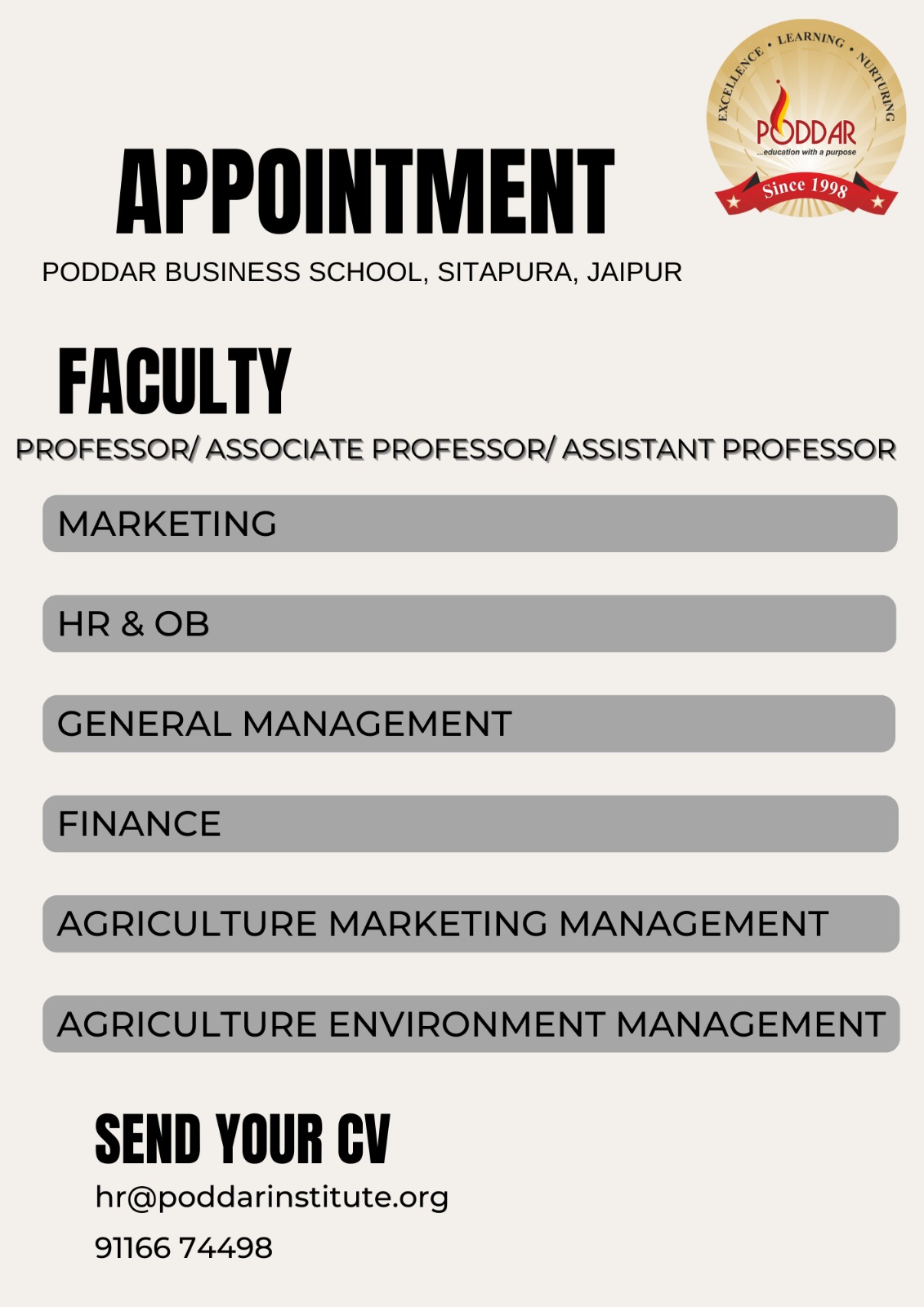Professor / Associate Professor / Assistant Professor
